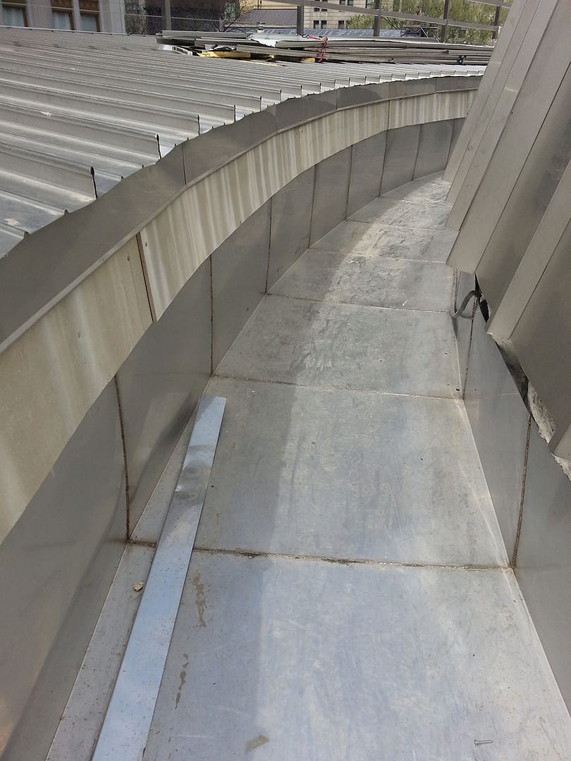 Maloya-Fulton-Street-slide-6 Maloya Laser: Fulton Street Oculus – Roof Cladding and Gutter System for Fulton Street MTA Station Oculus - Gutter view